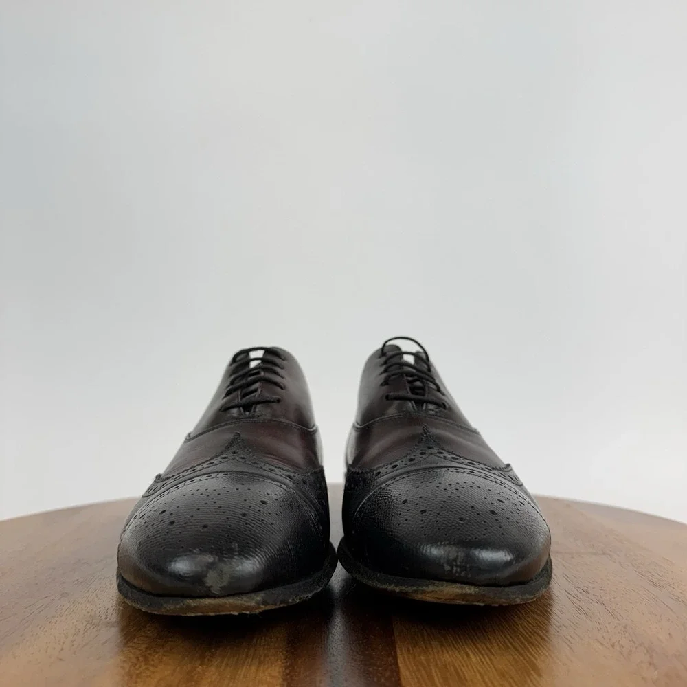 Mens Jil Sander Red Perforated Leather‎ Wingtip Cap Toe Dress Oxfords Size 8.5 D